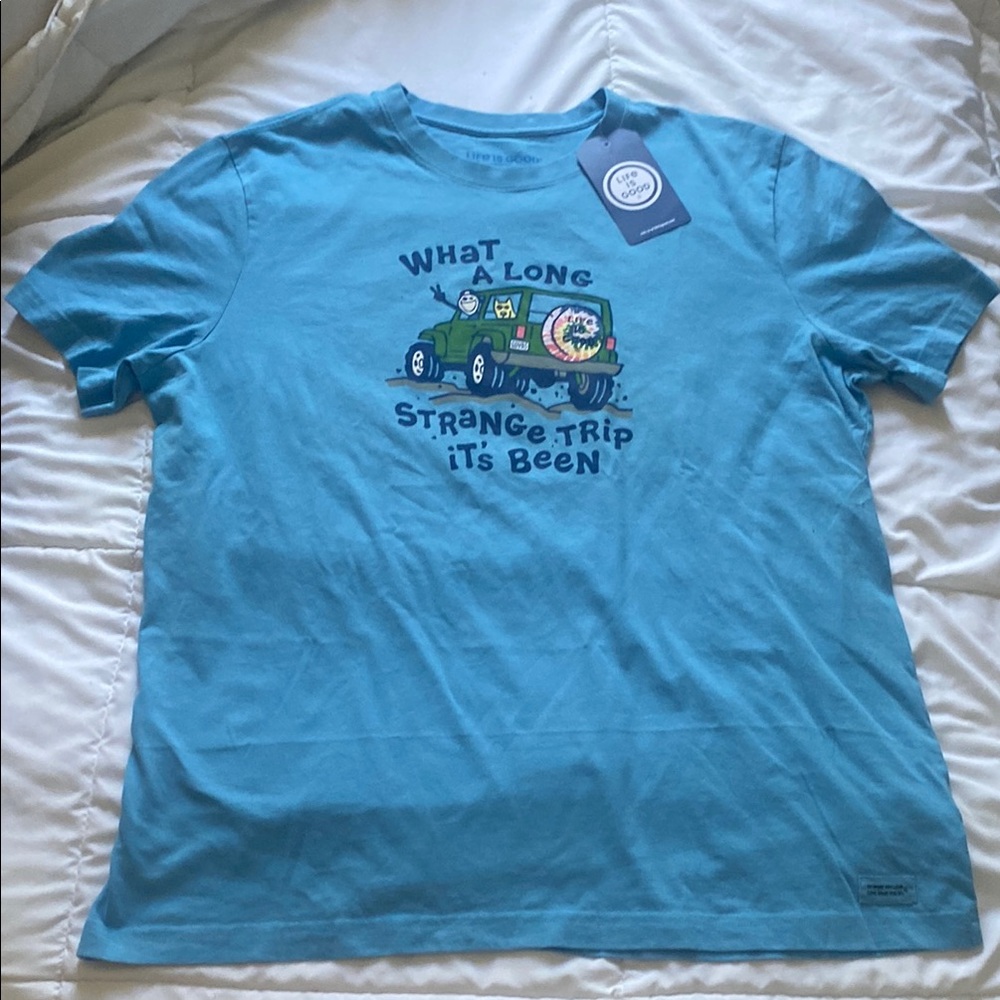 Life Is Good Jake & Rocket, What A Long Strange Trip It’s Been T-Shirt.
NWT